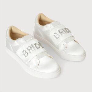 Betsey Johnson Liana silky White Bride tennis fashion embellished Sneakers Sz 6